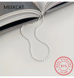 925 Silver Necklace Geometric Beads Choker Chain Women's Jewelry
