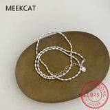 925 Silver Necklace Geometric Beads Choker Chain Women's Jewelry