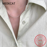 925 Silver Necklace Geometric Beads Choker Chain Women's Jewelry