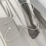 925 Silver Geometric Beads Choker Collarbone Chain