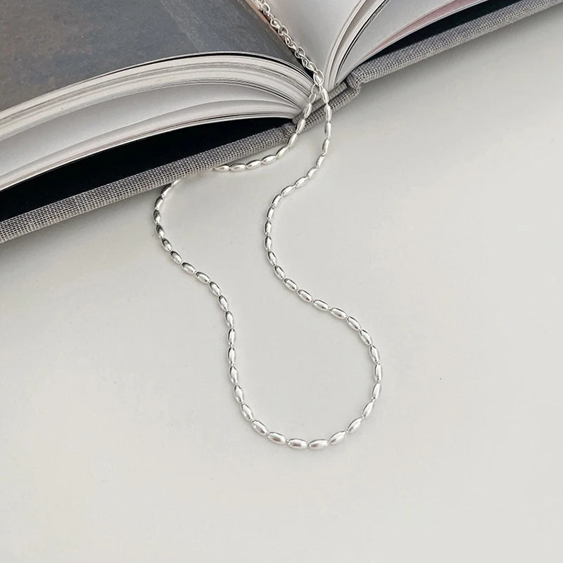 925 Silver Geometric Beads Choker Collarbone Chain