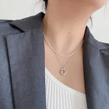 925 Silver Geometric Beads Choker Collarbone Chain