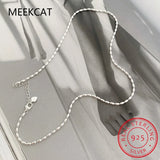 925 Silver Necklace Geometric Beads Choker Chain Women's Jewelry
