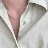 925 Silver Geometric Beads Choker Collarbone Chain