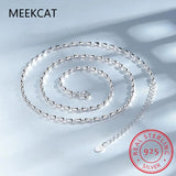 925 Silver Necklace Geometric Beads Choker Chain Women's Jewelry