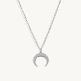 925 Silver Moon Pendant Choker Necklace with Rainbow Zircon Collier R5