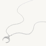925 Silver Moon Pendant Choker Necklace with Rainbow Zircon Collier R5