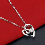 925 Silver Heart Pendant Necklace Earring Set CZ Cubic Zirconia Fine Jewelry