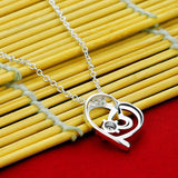 925 Silver Heart Pendant Necklace Earring Set CZ Cubic Zirconia Fine Jewelry