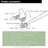 925 Silver Heart Pendant Necklace Earring Set CZ Cubic Zirconia Fine Jewelry