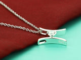 925 Silver Necklace Zircon Inlaid Letter Pendant Solid Necklace