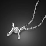 925 Silver Necklace Zircon Inlaid Letter Pendant Solid Necklace