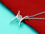 925 Silver Necklace Zircon Inlaid Letter Pendant Solid Necklace