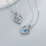 925 Silver Necklace Women's Heart Crystal Pendant Charm Jewelry Gift