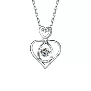 925 Silver Necklace Women's Heart Crystal Pendant Charm Jewelry Gift