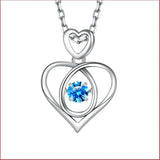 925 Silver Necklace Women's Heart Crystal Pendant Charm Jewelry Gift