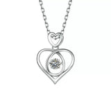 925 Silver Necklace Women's Heart Crystal Pendant Charm Jewelry Gift