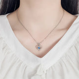 925 Silver Necklace Women's Heart Crystal Pendant Charm Jewelry Gift