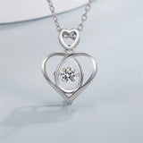 925 Silver Necklace Women's Heart Crystal Pendant Charm Jewelry Gift