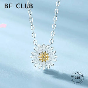 925 Silver Necklace Yellow Flower Shape Clavicle Chain Fine Jewelry