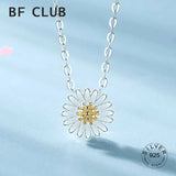 925 Silver Necklace Yellow Flower Shape Clavicle Chain Fine Jewelry