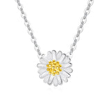 925 Silver Necklace Yellow Flower Shape Clavicle Chain Fine Jewelry
