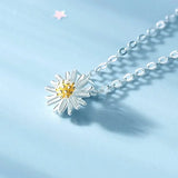 925 Silver Necklace Yellow Flower Shape Clavicle Chain Fine Jewelry