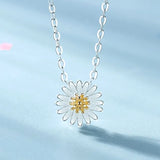 925 Silver Necklace Yellow Flower Shape Clavicle Chain Fine Jewelry