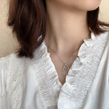 925 Silver Butterfly Pendant Necklace Zircon Asymmetric Design