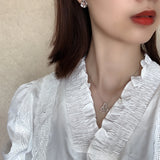 925 Silver Butterfly Pendant Necklace Zircon Asymmetric Design