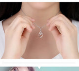 925 Silver Zircon Leaf Pendant Necklace Women's Charm Jewelry