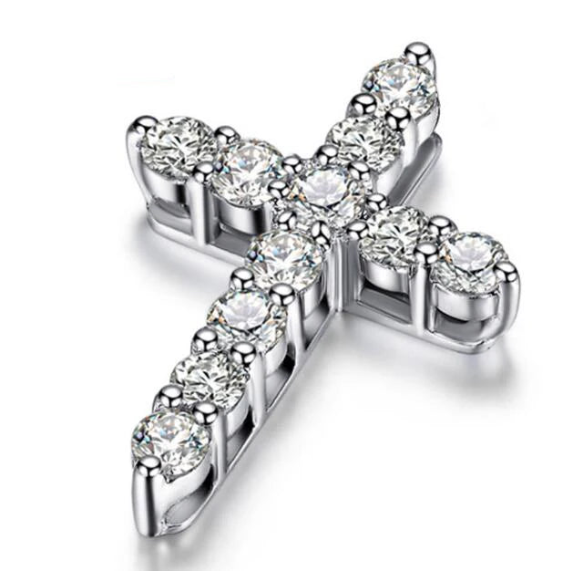 925 Silver Zircon Cross Necklace for Women Wedding Gift