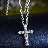 925 Silver Zircon Cross Necklace for Women Wedding Gift