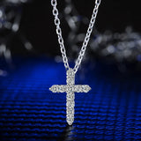 925 Silver Zircon Cross Necklace for Women Wedding Gift