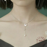 925 Sterling Silver Butterfly Tassel Necklace for Women