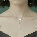925 Sterling Silver Butterfly Tassel Necklace for Women