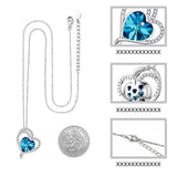 925 Silver Heart Necklace Rhinstone Jewelry Girl Birthday Gift