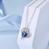 925 Silver Heart Necklace Rhinstone Jewelry Girl Birthday Gift