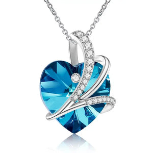 925 Silver Heart Necklace Rhinstone Jewelry Girl Birthday Gift