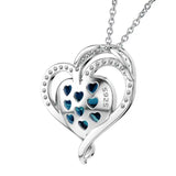 925 Silver Heart Necklace Rhinstone Jewelry Girl Birthday Gift