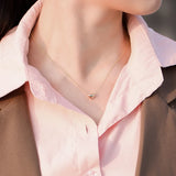 925 Silver Cutout Love Heart Necklace Choker for Women