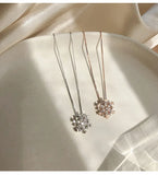 925 Silver Snowflake Pendant Necklace Crystal Chain Jewelry