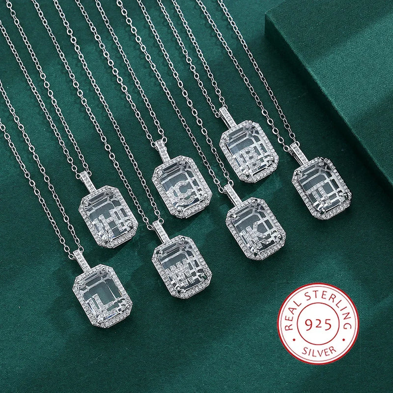 925 Silver Necklace Women 24 Letter Pendant Lucky A-Z Chain Birthday Gift
