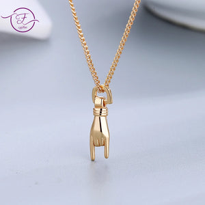 925 Silver Necklace Women Gesture Pendant Chain Necklace
