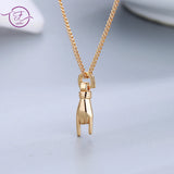 925 Silver Necklace Women Gesture Pendant Chain Necklace