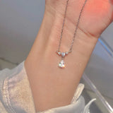 925 Silver Necklace Flash Diamond Geometric Pendant Chain Wedding Gift