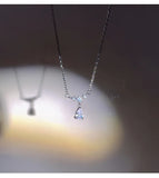 925 Silver Necklace Flash Diamond Geometric Pendant Chain Wedding Gift