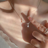 925 Silver Necklace Flash Diamond Geometric Pendant Chain Wedding Gift