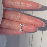925 Silver Necklace Flash Diamond Geometric Pendant Chain Wedding Gift