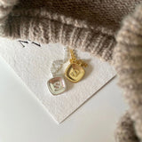 Sterling Silver Letter S Square Pendant Initial Necklace